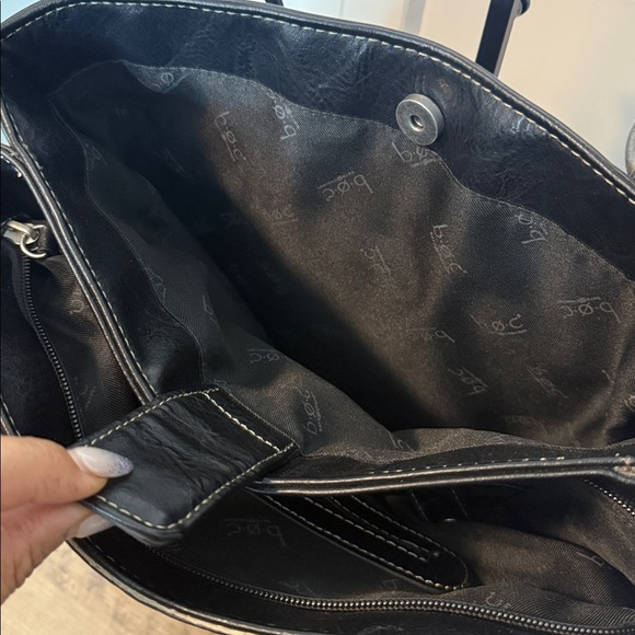 B.O.C Born Concept Black Leather Tote Bag - tooled embossed - shoulder bag - Picture 6 of 6